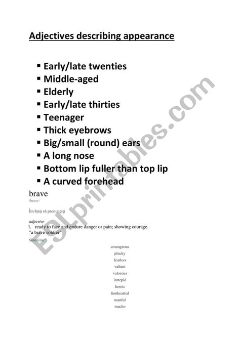 Adjectives Describing Appearance Esl Worksheet By Lalayp