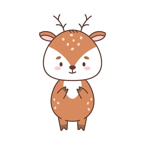 Premium Vector Cute Deer In Kawaii Style Cute Animals In Kawaii Style