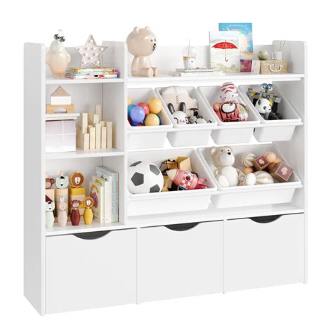 Homfa Kids Bookcase White Toy Organizer With Drawers Room Furniture