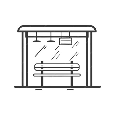 Premium Vector Black And White Line Drawing Of A Bus Stop Shelter