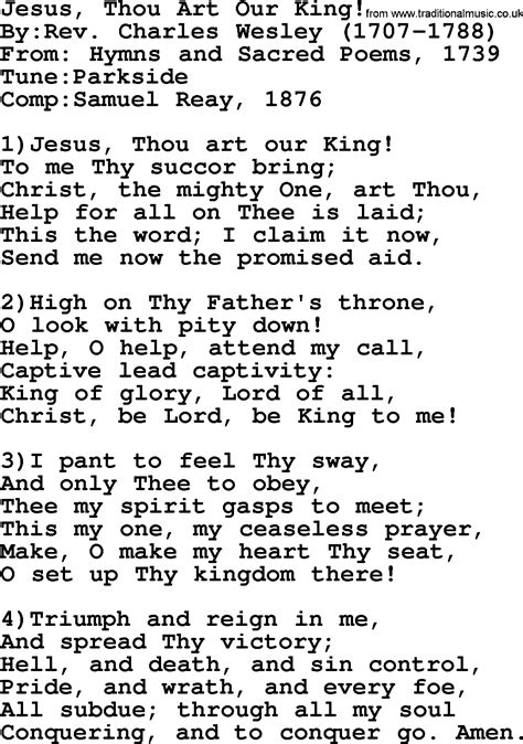 Methodist Hymn Jesus Thou Art Our King Lyrics With Pdf