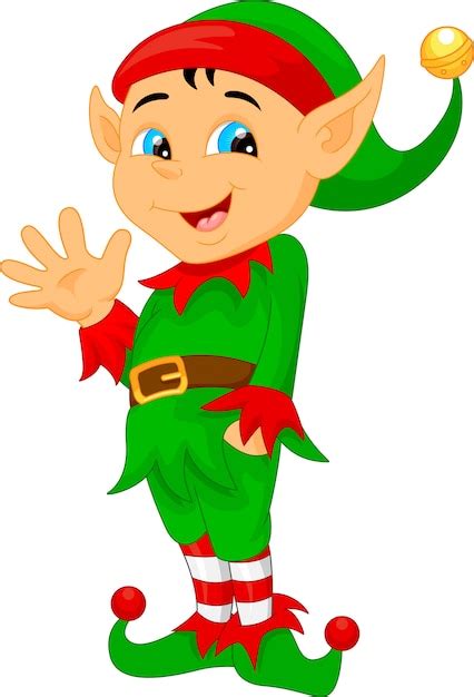 Premium Vector Cute Cartoon Elf Waving