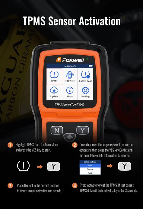 Foxwell T1000 TPMS Tool Programming Activate TPMS Sensors Check RF Key