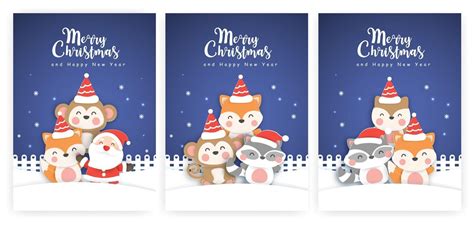 Christmas cards ,new year greeting cards with a cute animals . 3131928 ...