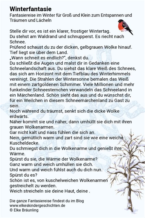 Winterfantasie Elkes Kindergeschichten Geschichten F R Kinder