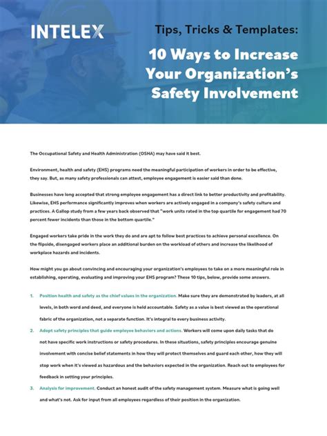 10 Ways To Increase Your Organization Safety Involvement Intelex Pdf