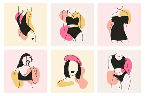 Premium Vector Female Body Elements Cards Minimalist Hand Drawn