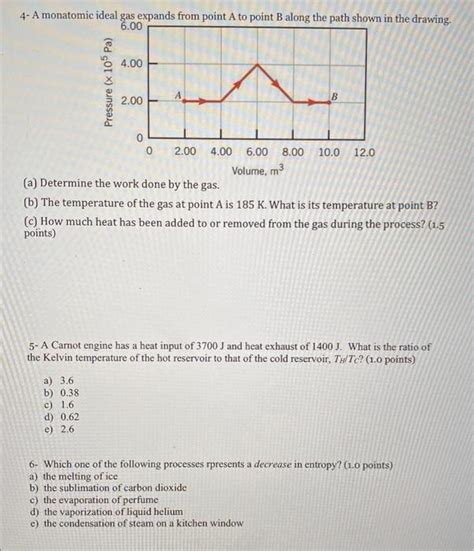 Solved A Monatomic Ideal Gas Expands From Point A