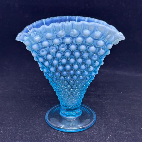 Vintage Fenton Opalescent Hobnail Glass Aqua Blue Hobnail 6.5 - Etsy