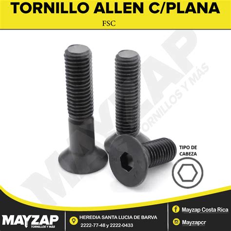 Tornillo Allen Cabeza Plana Avellanado Rosca Ordinaria De 1 2