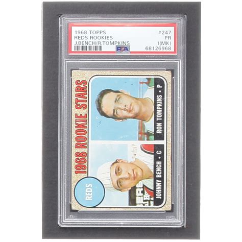 Johnny Bench RC Ron Tompkins 1968 Topps 247A Rookie Stars PSA 1