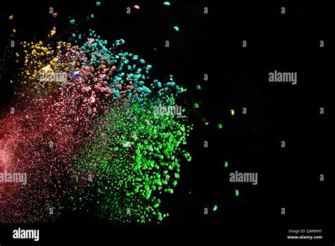 Multicolored Powder Explosion On White Background Colored Cloud