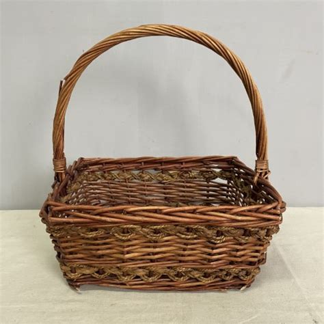 Vintage Cane Basket With Handle 3 Interiorwise French Vintage