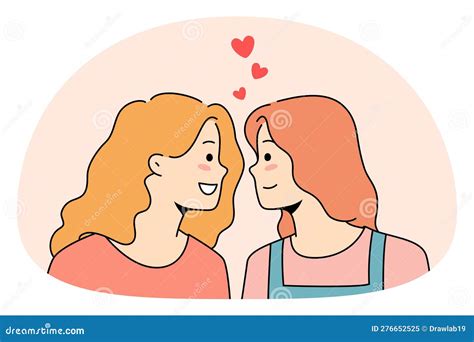 Happy Lesbian Women Look In Eyes Show Love Stock Vector Illustration Of Homosexual