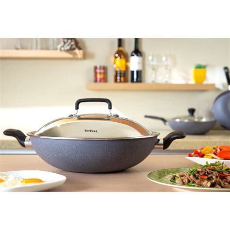 READY STOCK Tefal Natura 34cm Non Stick Wok With S S Lid Wokpan Pan Pot