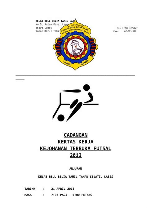 DOC Kertas Kerja Pertandingan Futsal 2 DOKUMEN TIPS