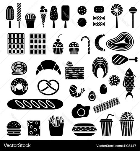 Silhouette Of Sweets And Fast Food Royalty Free Vector Image