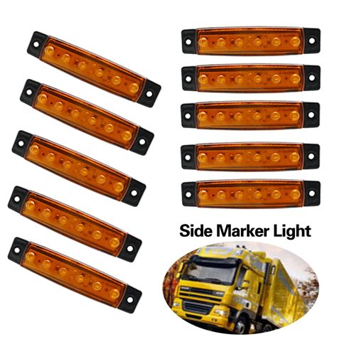 10pcs 12v 6led Amber Side Marker Light Trailer Marker Light Truck Rear Side Marker Lamp Amber