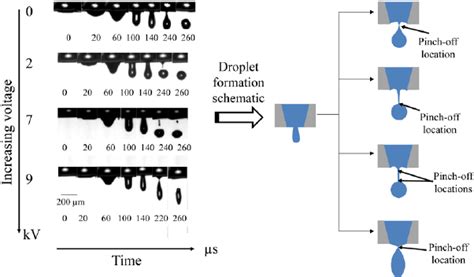 Representative Droplet Formation Images Under Different Voltages