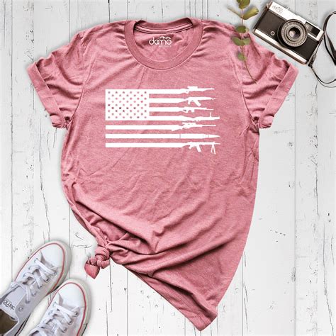 American Flag Gun Shirt Usa Flag Shirt Patriotic Shirt Usa Etsy