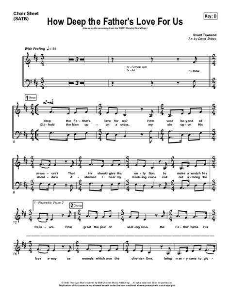 How Deep The Fathers Love For Us Sheet Music Pdf Stuart Townend