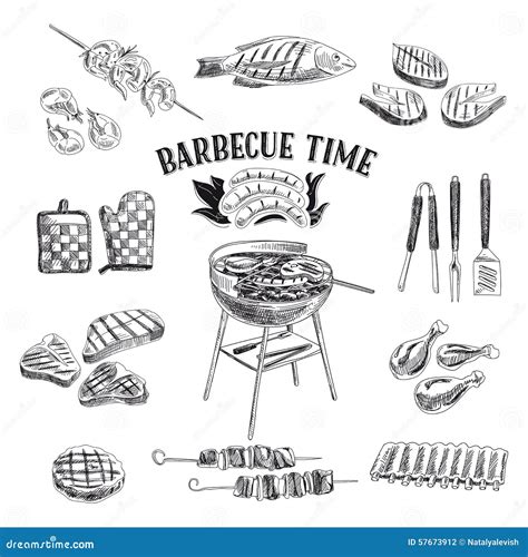 Vector Set Of Barbecue And Grill Elements Vector Stock Vector