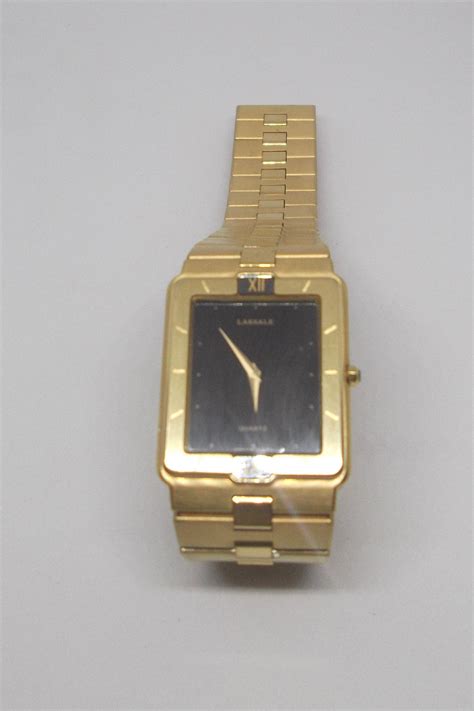 Seiko Lassale Extra Flat Quartz Watch Gold Plated With Black Dial Etsy