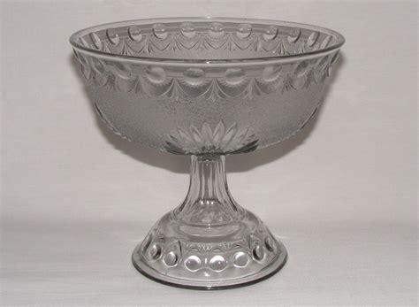 Antique Victorian Nova Scotia Nugget Pressed Glass Compote Footed Bowl C 1898 Glass Pressed