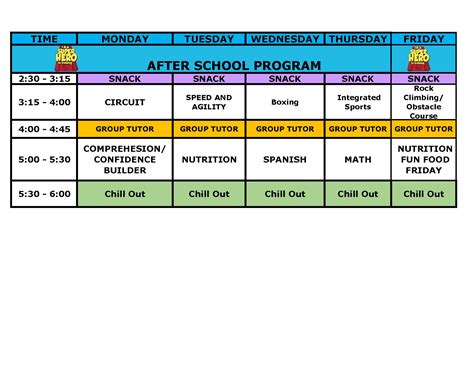 After School Schedule « fitwize4kids