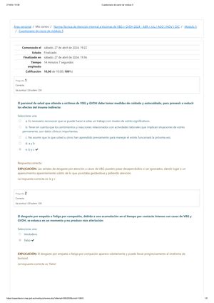 Cuestionario del módulo 2 Revisión del intento sarampión Comenzado el