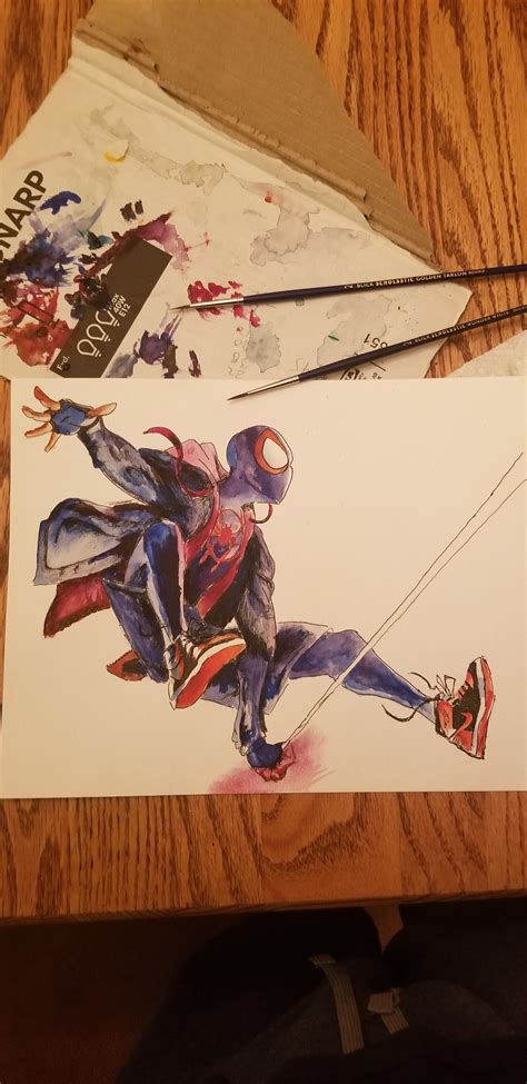 Miles Morales By Me Ink And Watercolor R Spiderman