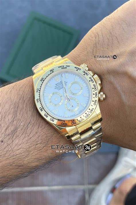 Rolex Cosmograph Daytona 7750 Gold Beyaz Kadran 12 5mm Ince Kasa