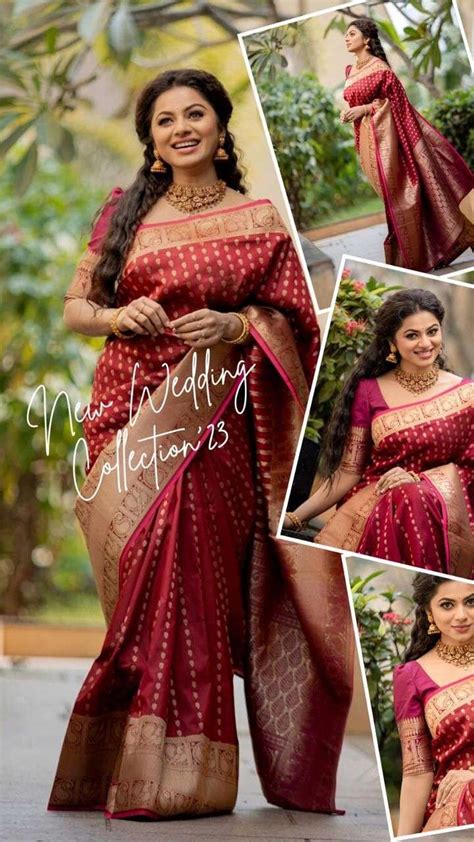 Maroon Color Soft Banarasi Silk Wedding Look Saree Collection