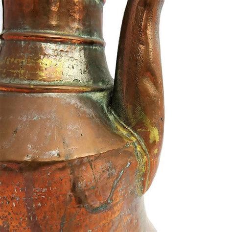 Antique Copper Brass Large Coffee Water Pot Dallah Turkish H