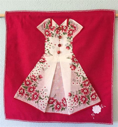 Pretty Vintage Hanky Dress Wall Hanging Vintage Linens In 2024