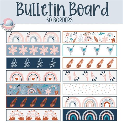 Boho Rainbow Bulletin Board Borders 30 Printable Classroom Etsy