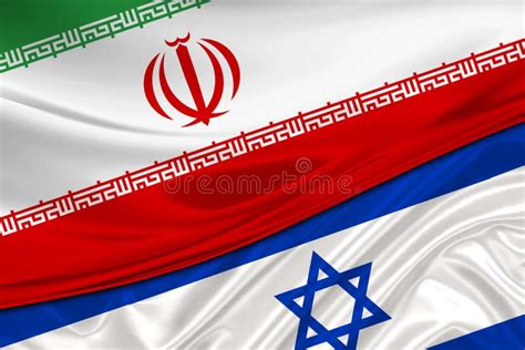 Flags Of Israel And Iran International Relationships Stock Photo