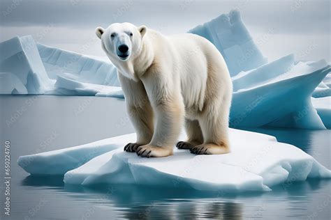 sad polar bear on top of a small iceberg, climate change, environment ...