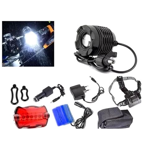 Farol Bike Dianteira e Traseira Led Cree T6 Tática Zoom Lanterna de