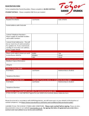 Fillable Online Registration Form Block Capitals Student Details Fax