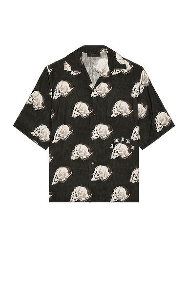 Amiri All Over Skull Bowling Shirt in Black | FWRD