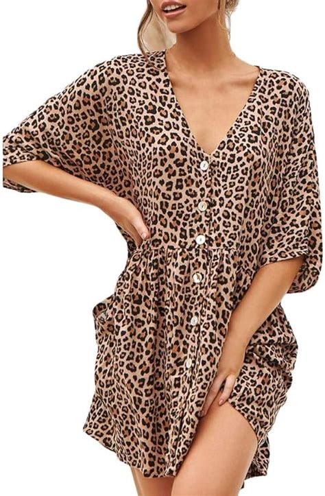 Mmoovv Leopard Kleid Sexy Mode Frauen Offene Leoparden Nähte Druckknopf