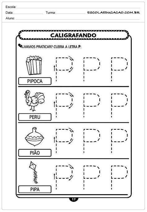 Imprimir Atividade De Caligrafia Letra P Atividades De Caligrafia