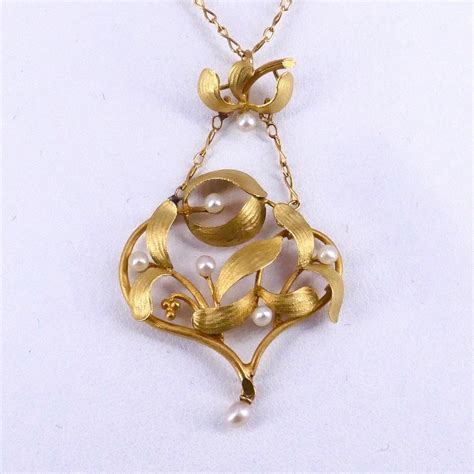 Proantic Collier Or Pendentif Art Nouveau