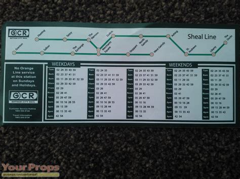 The Dark Knight Gotham Railferry Timetable Original Set Dressing