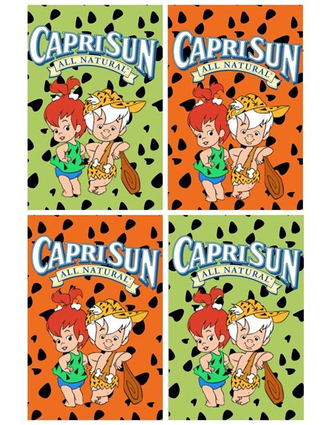 Yabba Dabba Doo Birthday Party Favor Capri Suns Template Instant