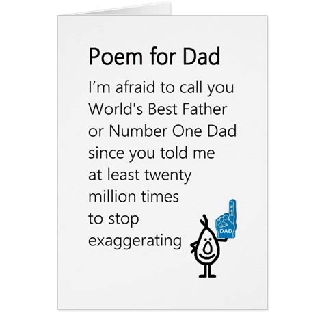 Poem For Dad A Funny Fathers Day Poem Card Zazzle