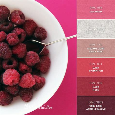 Bowl Of Berries Embroidery Color Palette With Thread Codes