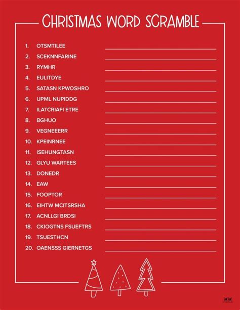 Printable Christmas Word Scramble Hard Christmas Word Scramble