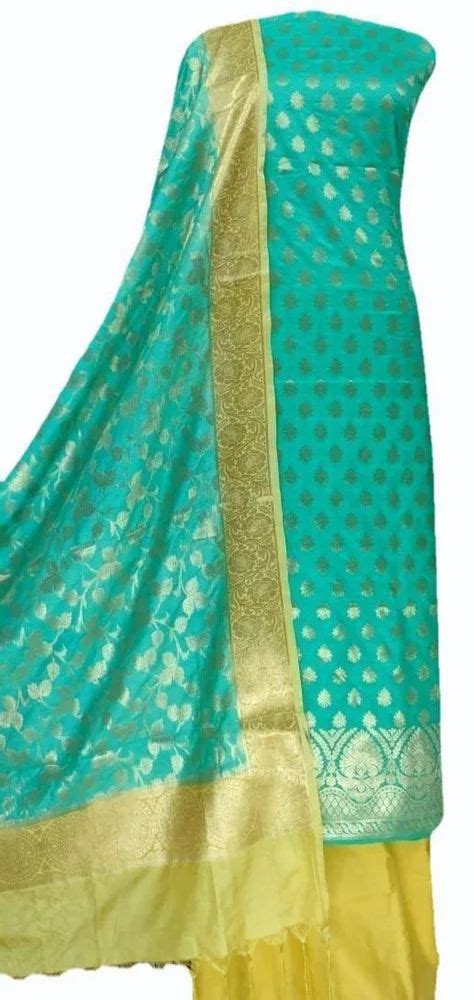 Banarasi Katan Silk Suits With Contras Aanchal Border At Rs Set